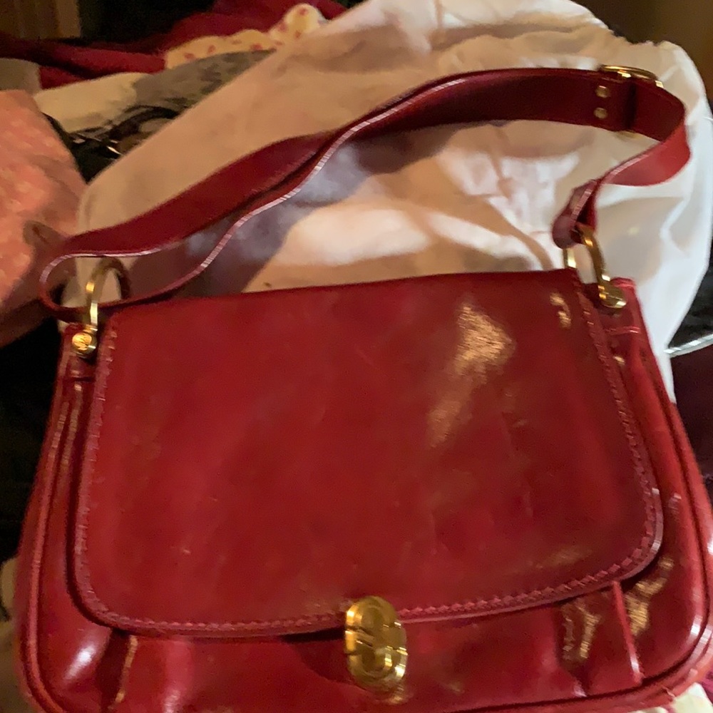 Marino Orlandi red genuine leather bag
